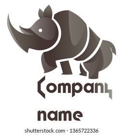 Modern logo design of a grey rhino on white background