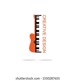 Modern logo design of guitar and piano musical instruments.vector illustration

