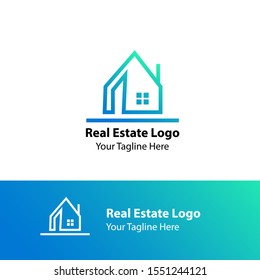 Modern Logo Design. House Logo Design. Real Estate Logo Design. With blue color Gradation