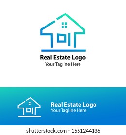 Modern Logo Design. House Logo Design. Real Estate Logo Design. With blue color Gradation