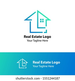 Modern Logo Design. House Logo Design. Real Estate Logo Design. With blue color Gradation