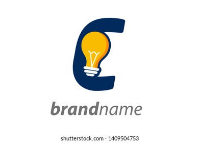 Modern logo design Initial C combine with Bulb ( idea icon)