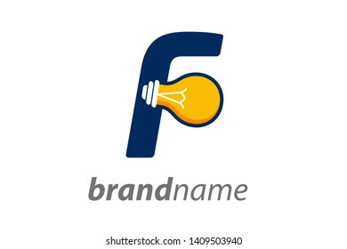 Modern logo design Initial F combine with Bulb ( idea icon)