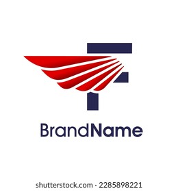 Diseño de logotipo moderno F inicial combinado con ala roja. puede usar para cualquier empresa.