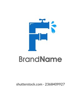 Modern logo design Initial F combine with pipe and water. The logo good for company related plumbing and constructions.