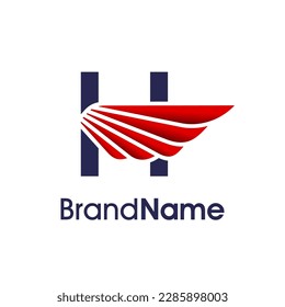 Modern Logo design initial H combine with red wing. logo can use for your any company.