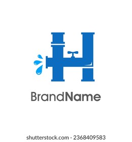 Modern logo design Initial H combine with pipe and water. The logo good for company related plumbing and constructions.