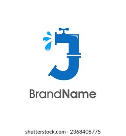 Modern logo design Initial J combine with pipe and water. The logo good for company related plumbing and constructions.