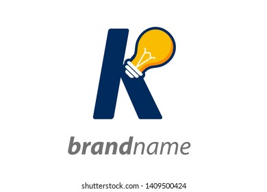 Modern logo design Initial K combine with Bulb ( idea icon)