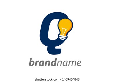 Modern logo design Initial Q combine with Bulb ( idea icon)