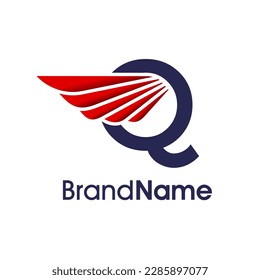 Modern Logo design initial Q combine with red wing. logo can use for your any company.