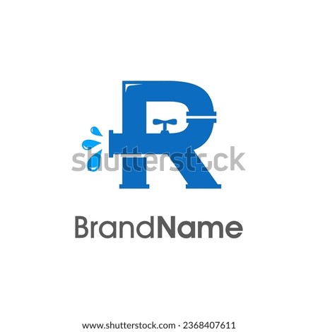 Modern logo design Initial R combine with pipe and water. The logo good for company related plumbing and constructions. Stock foto © 