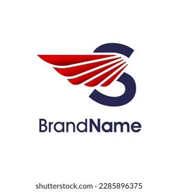 Modernes Logo-Design Initial S kombiniert mit rotem Flügel. Logo kann für jede Firma verwendet werden.