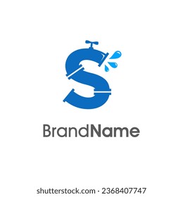 Modern logo design Initial S combine with pipe and water. The logo good for company related plumbing and constructions.