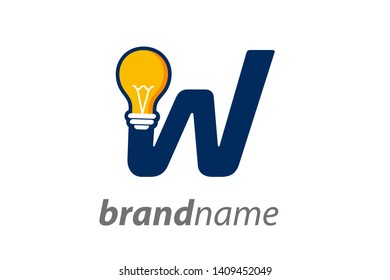Modern logo design Initial W combine with Bulb ( idea icon)