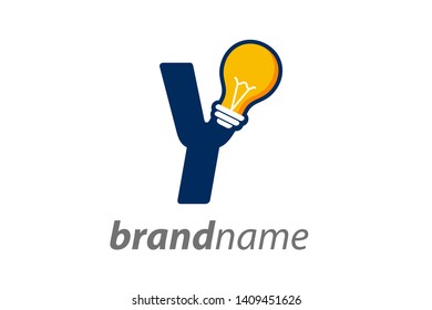 Modern logo design Initial Y combine with Bulb ( idea icon)