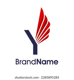 Modern Logo design initial Y combine with red wing. logo can use for your any company.