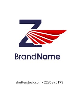 Modern Logo design initial Z combine with red wing. logo can use for your any company.