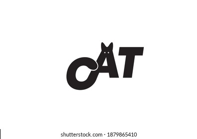 Modern logo design inside Cat text. Cat logo vector template. Vector illustration, mark, logo for design.