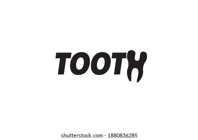 Modern logo design inside tooth text. Tooth logo vector template. Vector illustration, mark, logo for design.