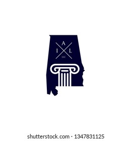 modern logo design inspired by alabama maps and pillar.