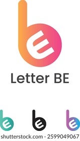 Modern Logo Design of Letter B and E Combined with Gradient Colors