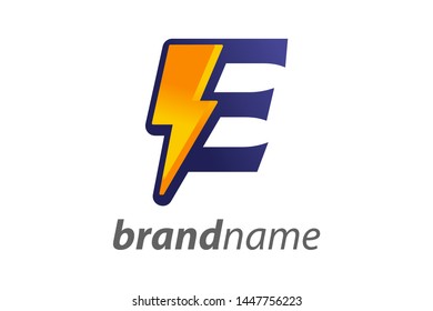 Modern logo design Letter E Combine with lightning in gradient color.