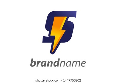 Modern logo design Letter S Combine with lightning in gradient color.