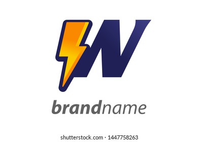 Modern logo design Letter W Combine with lightning in gradient color.