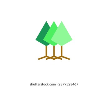 Diseño de logotipo moderno símbolo vectorial plano minimalista tres árboles verdes gradientes futurista