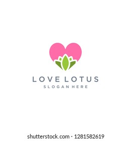 Modern Logo Design Of Natural Lotus Flower With Heart