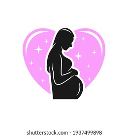 modern logo design for pregnant woman symbol