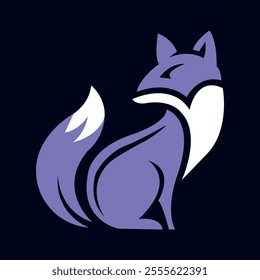 modern logo design of a purple and white fox in a minimal style