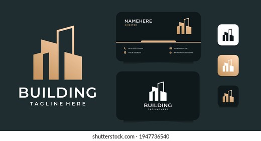 Modern logo design real estate building concept style. Logo can be used for icon, brand, identity, architecture, construction, apartment, rent, home, house, and business company