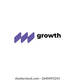 A modern logo design showcasing growth. The purple abstract symbol represents progress and expansion.