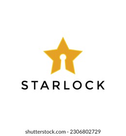 Modern logo design star and lock combination concept