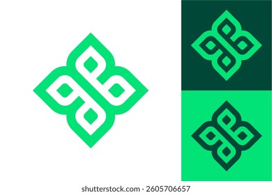 Modern Logo Design with Symmetrical Pattern and Leaf Shape