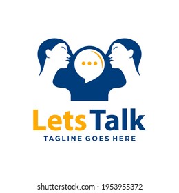 modern logo design talking or communication woman