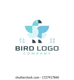 Modern Logo Design Template of Animal Flying Bird or Geometric Shape of Circle Colorful Creative Vector Art