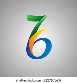 modern logo design vector combination of initials 7 and 6