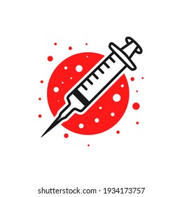 modern logo design of virus vaccine injection