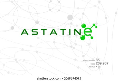 Modern logo design for the word "ASTATINE" which belongs to atoms in the atomic periodic system.