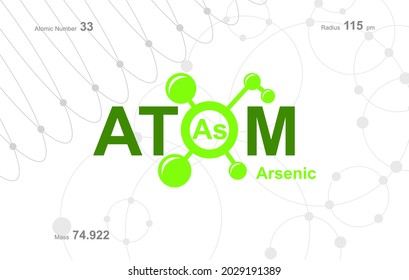 modern logo design for the word "Atom". Atoms belong to the periodic system of atoms. There are atom pathways and letter As. 