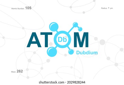 modern logo design for the word "Atom". Atoms belong to the periodic system of atoms. There are atom pathways and letter Db.