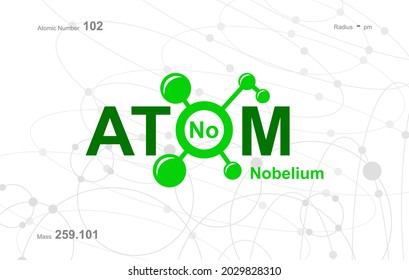 modernes Logo-Design für das Wort "Atom". Atome gehören zum periodischen System der Atome. Es gibt Atom-Wege und Buchstaben Nr.