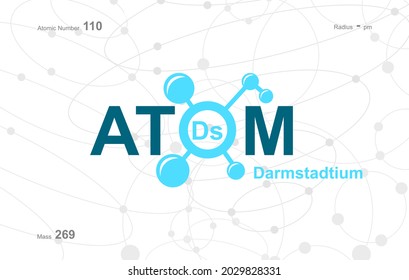 modern logo design for the word "Atom". Atoms belong to the periodic system of atoms. There are atom pathways and letter Ds.