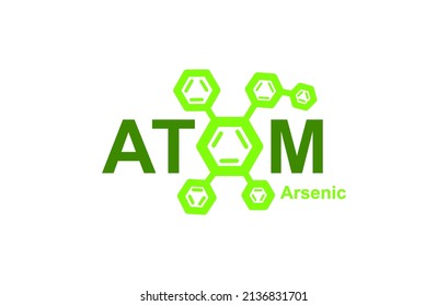 diseño de logotipo moderno para la palabra Atom. Los átomos pertenecen al sistema periódico de átomos. Hay rutas atómicas y la letra Al.