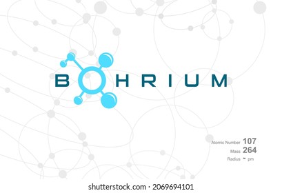 Modern logo design for the word "BOHRIUM" which belongs to atoms in the atomic periodic system.