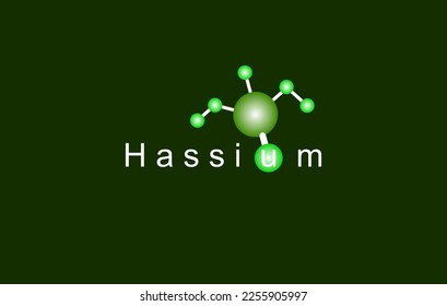 Modern logo design for the word "H a s s i u m" which belongs to atoms in the atomic periodic system.