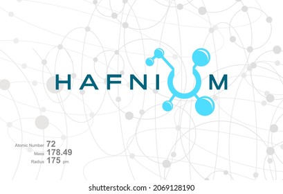 Modern logo design for the word "HAFNIUM" which belongs to atoms in the atomic periodic system.